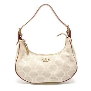 Celine Canvas Macadam One-Shoulder Hobo Shoulder Bag, Beige, WS26771